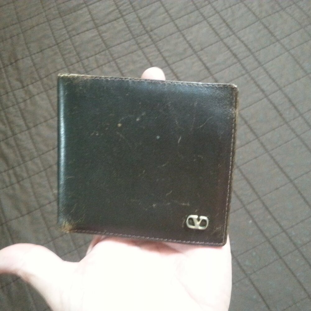 Vintage Valentino Garavani Wallet Leather Bifold Men's Unisex Women's Brown